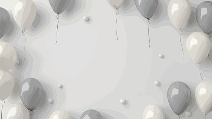 White balloons on a gray background. Vector illustration. 