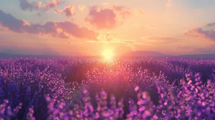 Fotobehang beautiful field with lavender © Сергей Безрученко