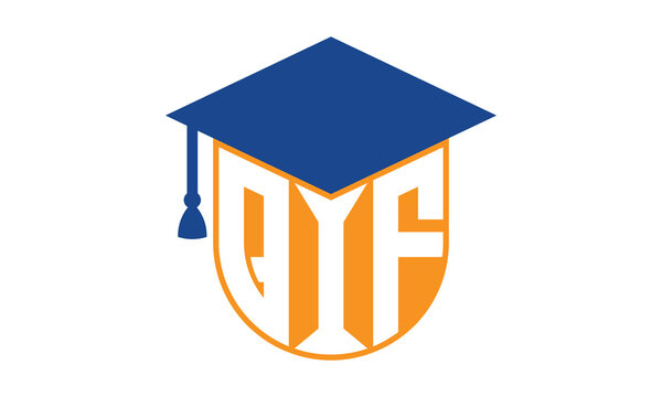 QIF initial letter academic logo design vector template. school college logo, university logo, graduation cap logo, institute logo, educational logo, library logo, teaching logo, book shop, varsity
