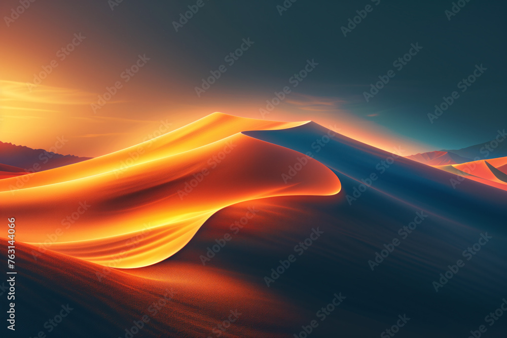 Poster surreal sand dune landscape. colorful background image. created with generative ai technology.