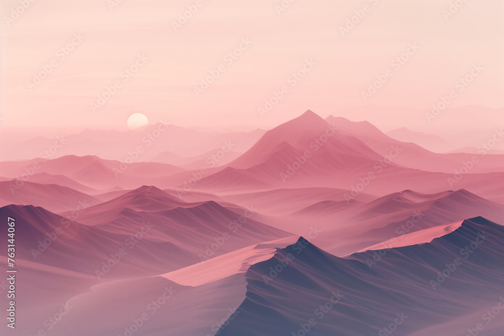 Poster surreal sand dune landscape. colorful background image. created with generative ai technology.