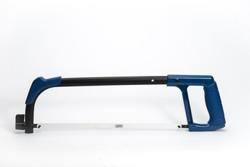 Precision saw for cutting metal on white background.