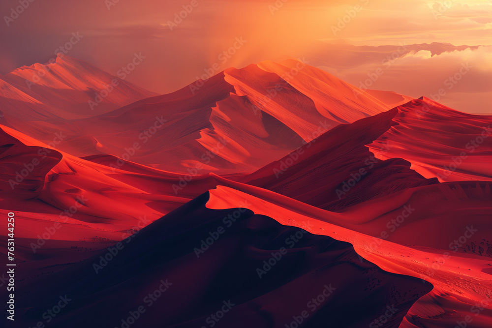 Poster surreal sand dune landscape. colorful background image. created with generative ai technology.