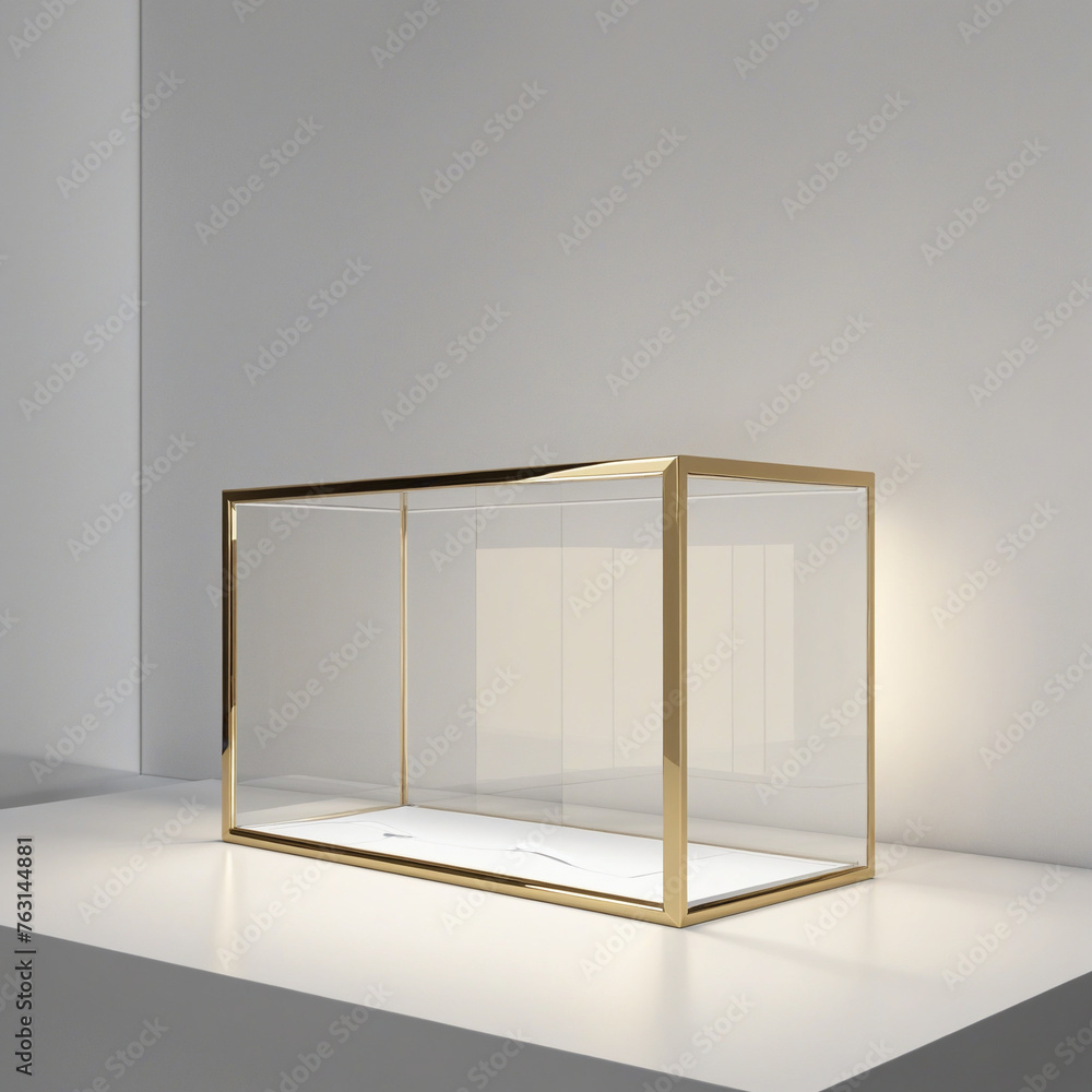 Poster blank space glasses box display window showcase with copyspace studio light setup for your product d