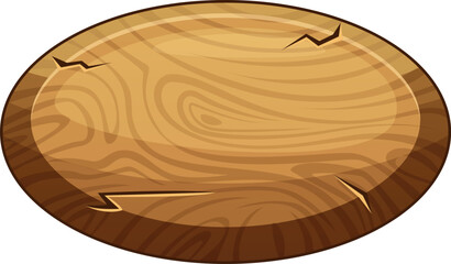 Round wooden board. Cartoon game menu button