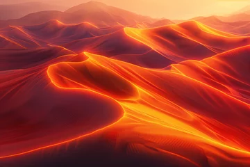 Badezimmer Foto Rückwand Surreal sand dune landscape. Colorful background image. Created with Generative AI technology. © Artem