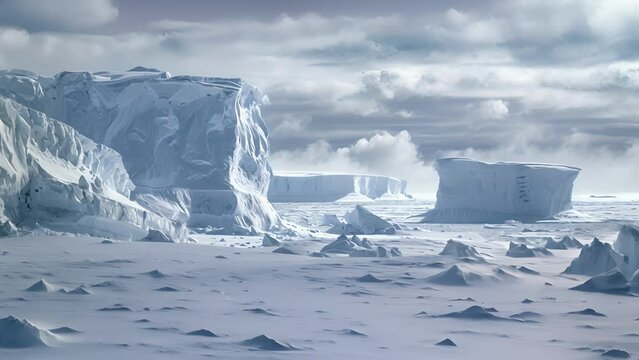 A tranquil and desolate landscape where ane ice formations stretch as far as the eye can see secluded from the hustle and bustle of the world above.