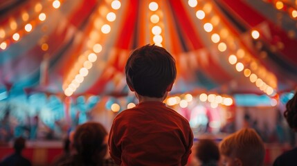Fototapeta premium Children Enjoying Circus Show in Dome Tent