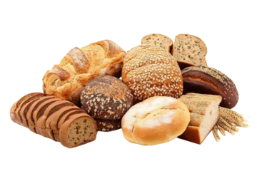 Fotobehang Assorted Types of Bread on White Background © Cool Free Games