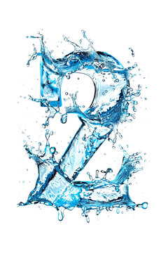 The number 2 crafted from flowing water, showcasing the fluidity and versatility of this natural element. isolated