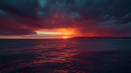 Fototapeta premium Dramatic Sunset Time Lapse. Sunrise over the sea. Landscapes photography