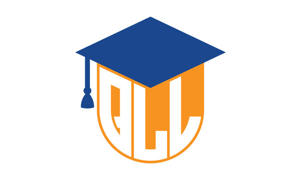 QLL initial letter academic logo design vector template. school college logo, university logo, graduation cap logo, institute logo, educational logo, library logo, teaching logo, book shop, varsity