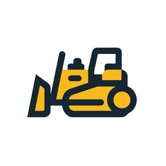 bulldozer  vehicle simple icon logo illustration, isolated on transparent background