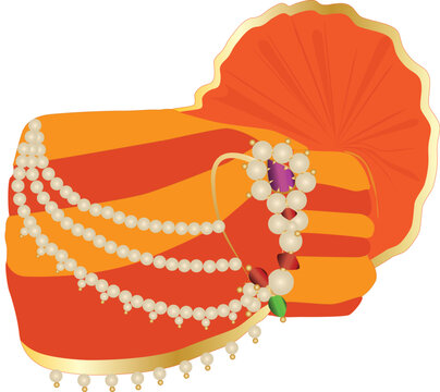 The Marathi pheta with maharashtrian nose pin or nath