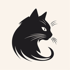 Cat silhouette logo design.  Logotype concept icon