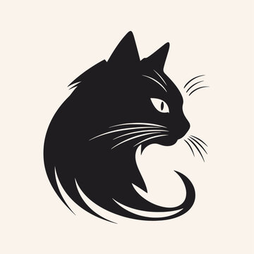 Cat silhouette logo design.  Logotype concept icon