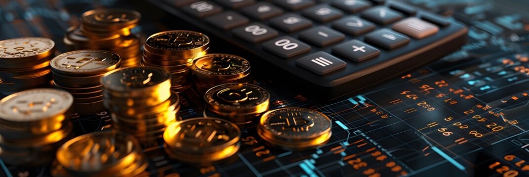 Bitcoin Coin on a Calculator