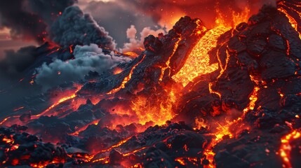 Fototapeta na wymiar lava spreads on the ground