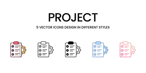 Project icons set in different style vector stock illustration