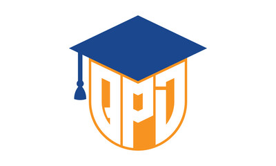 QPD initial letter academic logo design vector template. school college logo, university logo, graduation cap logo, institute logo, educational logo, library logo, teaching logo, book shop, varsity - obrazy, fototapety, plakaty
