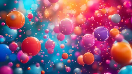abstract of colorful balls are flying in the air, illustration from Generative AI - obrazy, fototapety, plakaty