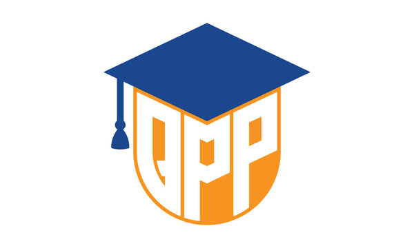 QPP initial letter academic logo design vector template. school college logo, university logo, graduation cap logo, institute logo, educational logo, library logo, teaching logo, book shop, varsity