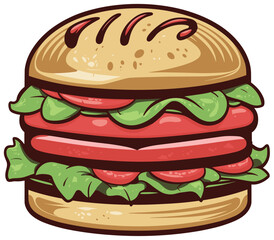 Hamburger, fast food, vector illustration.