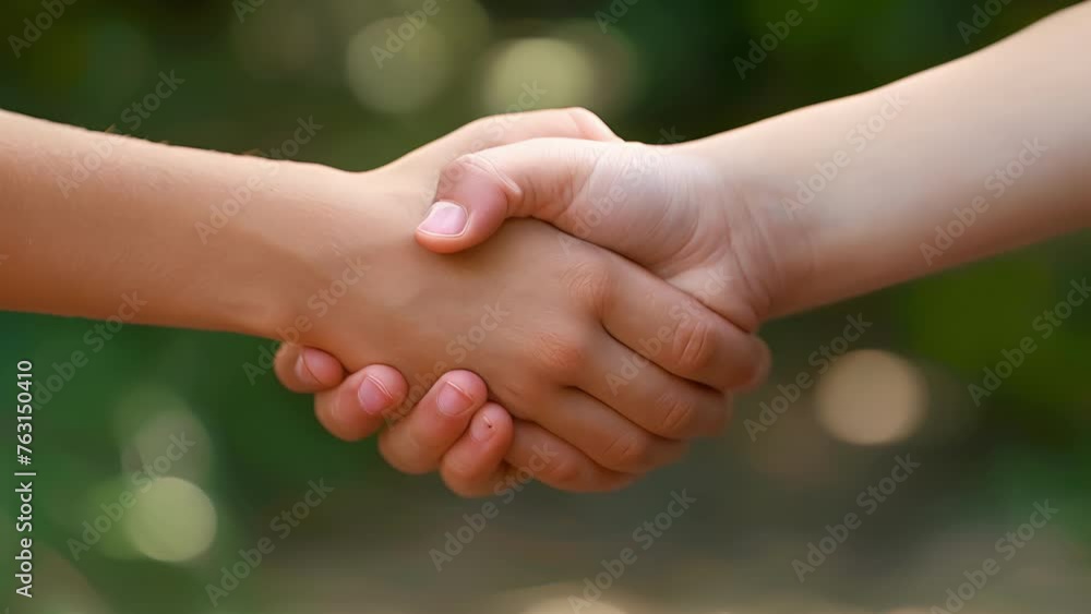 Poster a closeup of two hands shaking in agreement symbolizing the important exchange of knowledge and supp