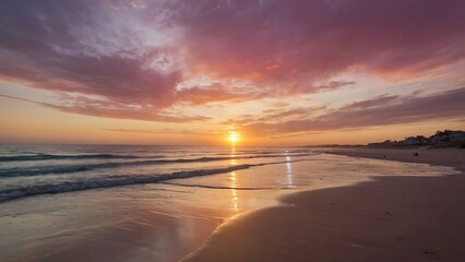 Fototapeta na wymiar Beautiful sunset at the beach with clouds 