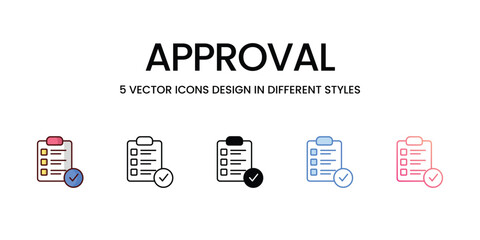 Approval icons set in different style vector stock illustration
