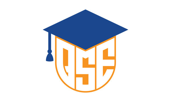 QSE initial letter academic logo design vector template. school college logo, university logo, graduation cap logo, institute logo, educational logo, library logo, teaching logo, book shop, varsity