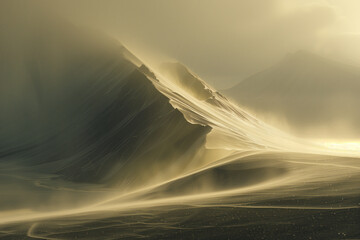 Surreal mountain landscape. Background image. Created with Generative AI technology.