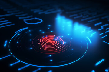 Fototapeta premium Identification system scanning human fingerprint.