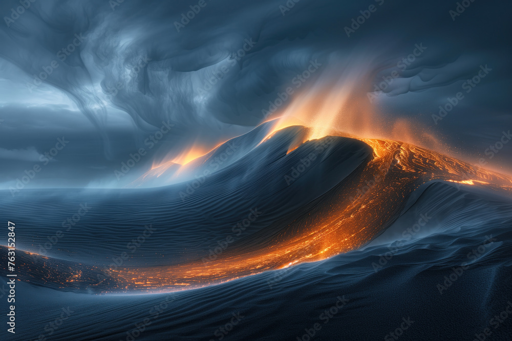 Poster spectacular natural disasters. surreal landscape. background image. created with generative ai techn