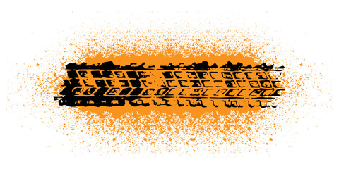 Tire wheel mark of car on background of grunge splash. Vector illustration © nosyrevy