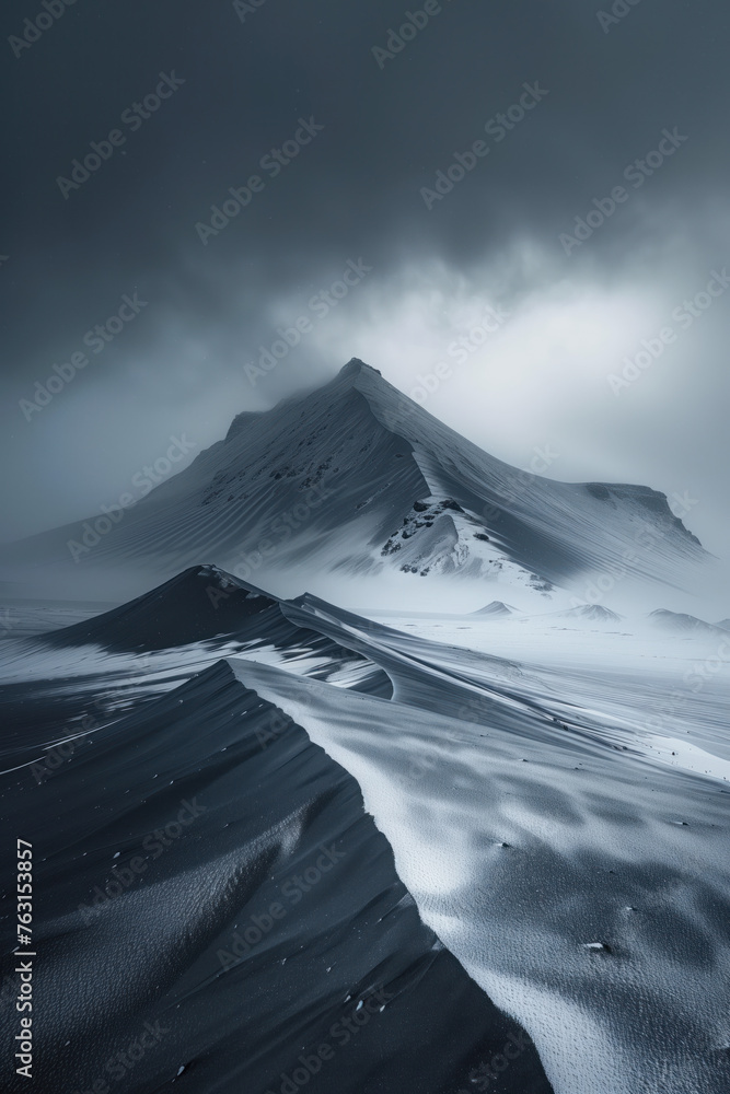 Poster surreal ice glacier mountains. background image. created with generative ai technology.