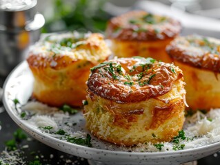 Parmesan and Gruyere cheese souffle