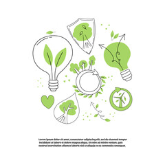 Green eco-friendly poster. ESG concept. Vector illustration for website, landing page