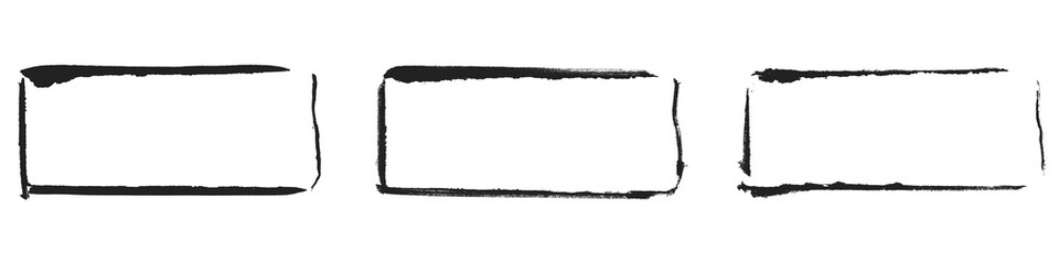 3 leere schwarze Rechtecke als Rahmen gemalt mit einem Pinsel - 763154694