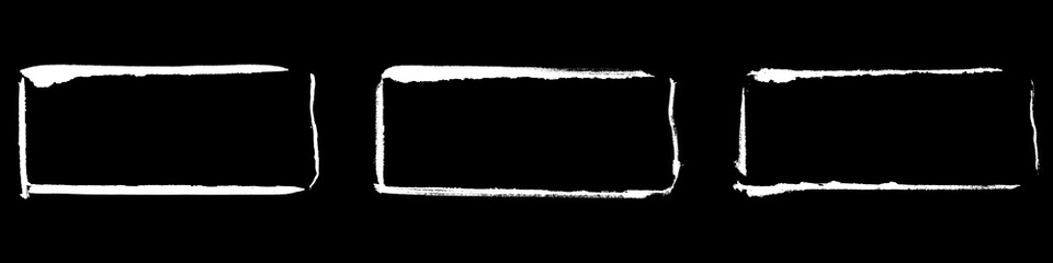 3 leere weisse Rechtecke auf schwarz als Rahmen gemalt mit einem Pinsel - 763154697