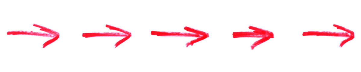 Stift Zeichnung von 5 Pfeilen in rot