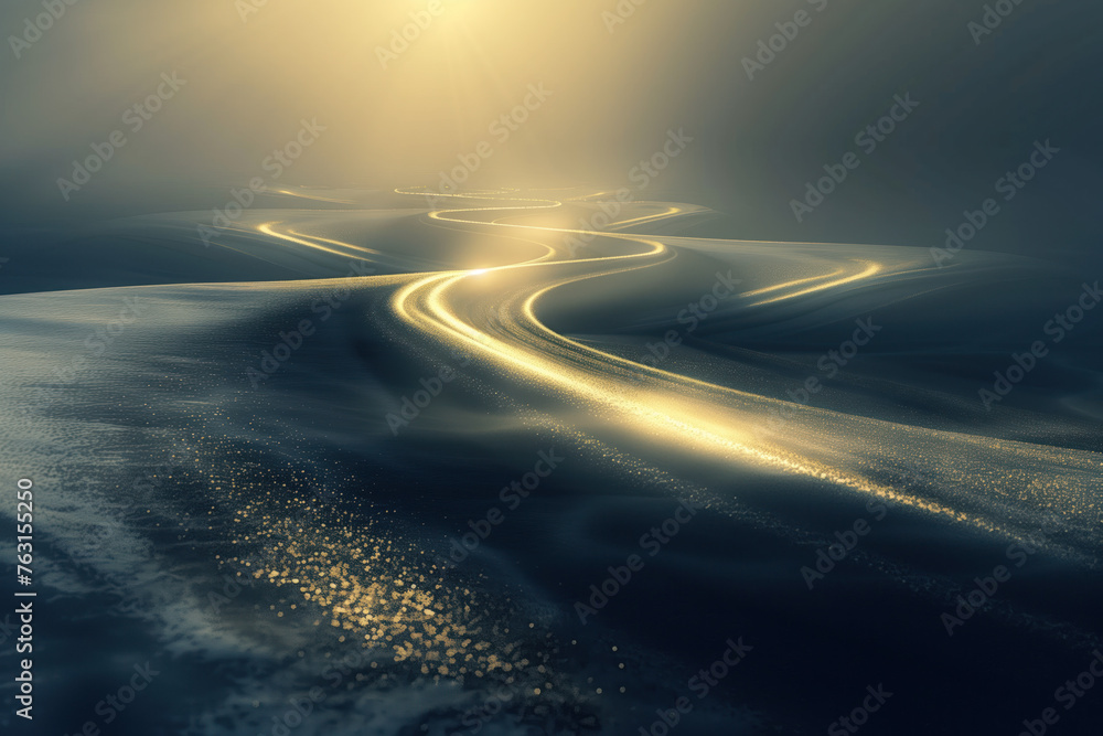 Poster ice covered road. motion blur. sun reflections. background image. created with generative ai technol
