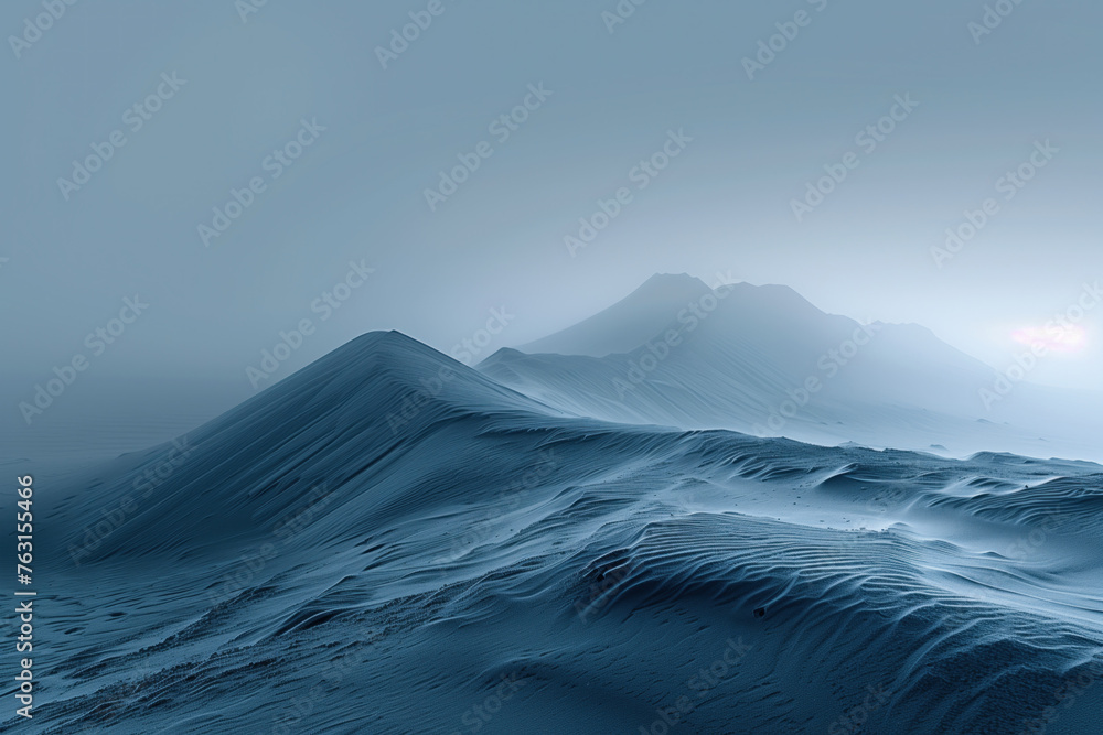 Poster snow covered mountains in winter. surreal glacier. background image. created with generative ai tech