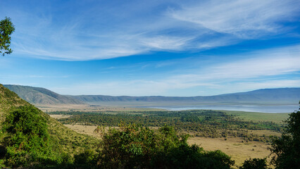 Fototapeta na wymiar Ngorongoro crater national park viewpoint panorama Africa Tanzania