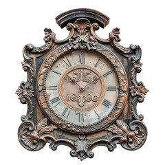 Antique clock isolated on transparent background