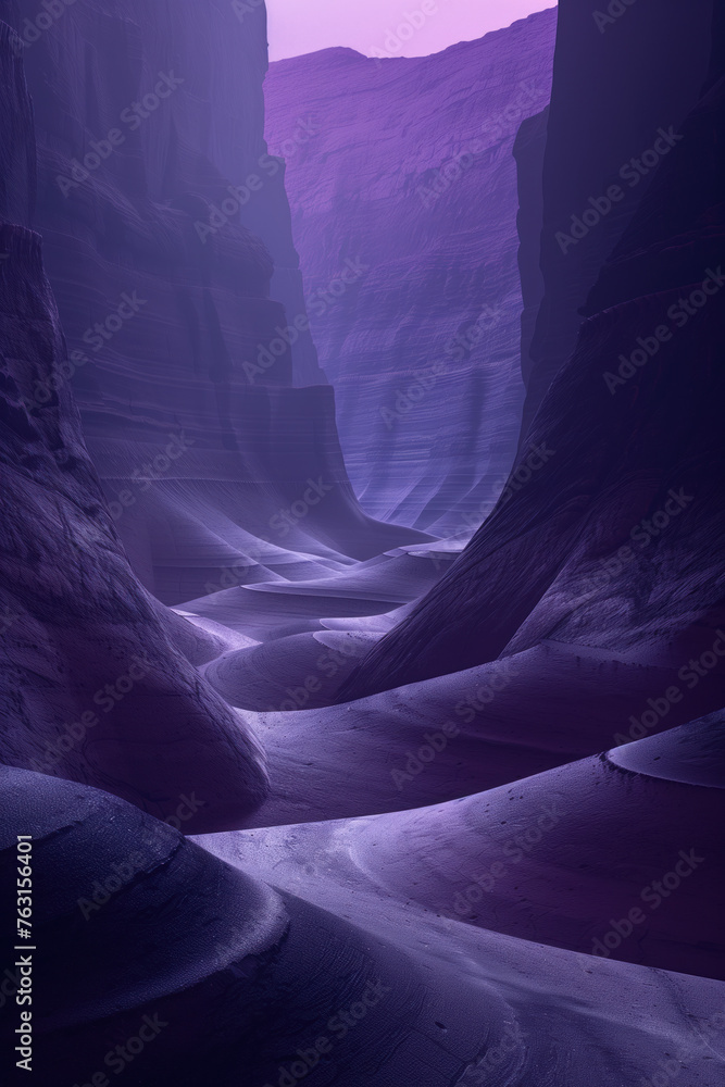 Poster surreal purple canyon landscape. background image. created with generative ai technology.
