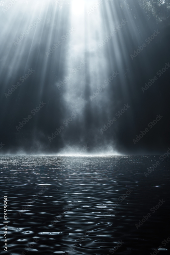 Poster rays of light on the sea. background image. created with generative ai technology.