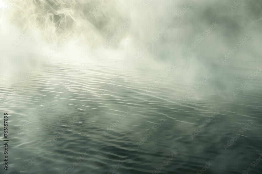 Poster fog on a lake. ripple effect on the water surface. background image. created with generative ai tech