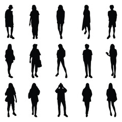 Vector collection set of individual people silhouettes.	