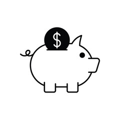 Black Solid Piggy Bank vector icon